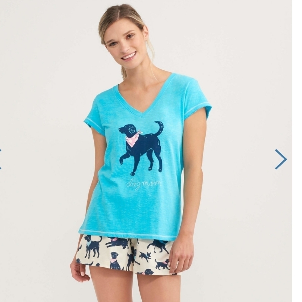 Hately Little Blue House "Dog Mom" retriever PJ tshirt 100% cotton